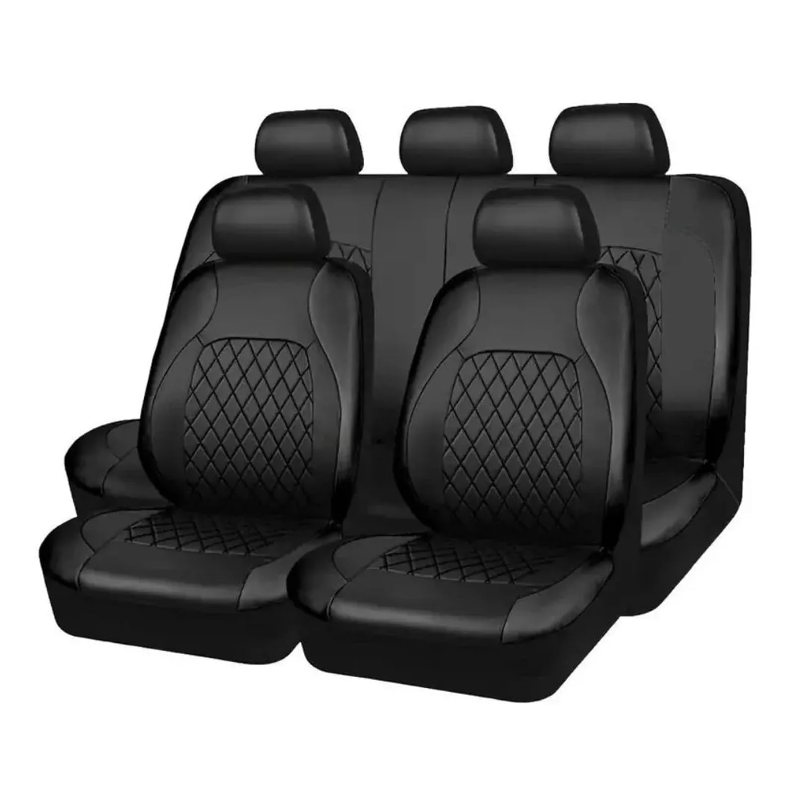 LIZHAYG Universal SitzbezüGe FüR Auto Universal PVC Autositzbezug Autositzbezug Komplettset Leder 5-Sitzer vorne hinten(Black) von LIZHAYG