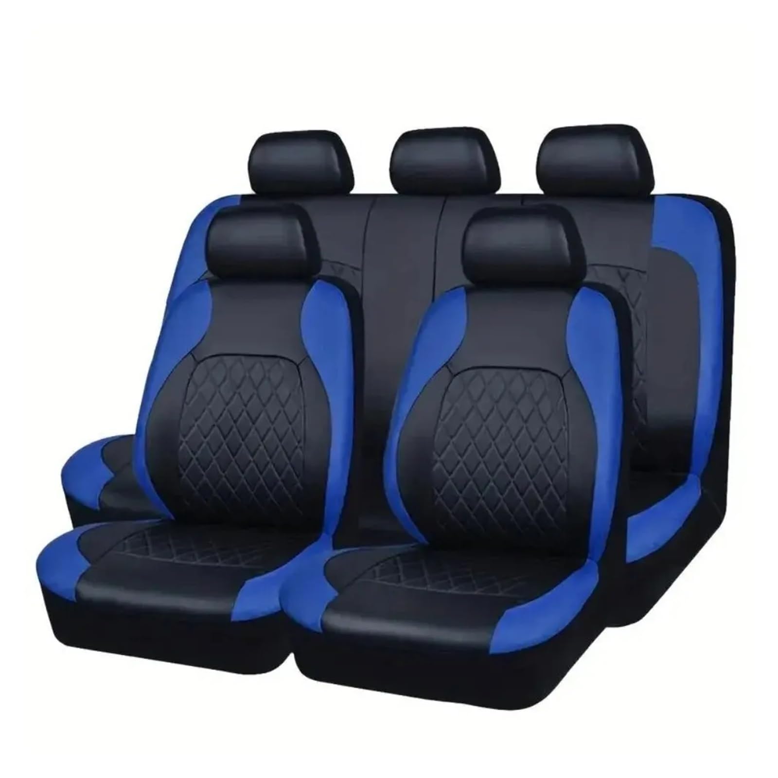 LIZHAYG Universal SitzbezüGe FüR Auto Universal PVC Autositzbezug Autositzbezug Komplettset Leder 5-Sitzer vorne hinten(Black Blue) von LIZHAYG