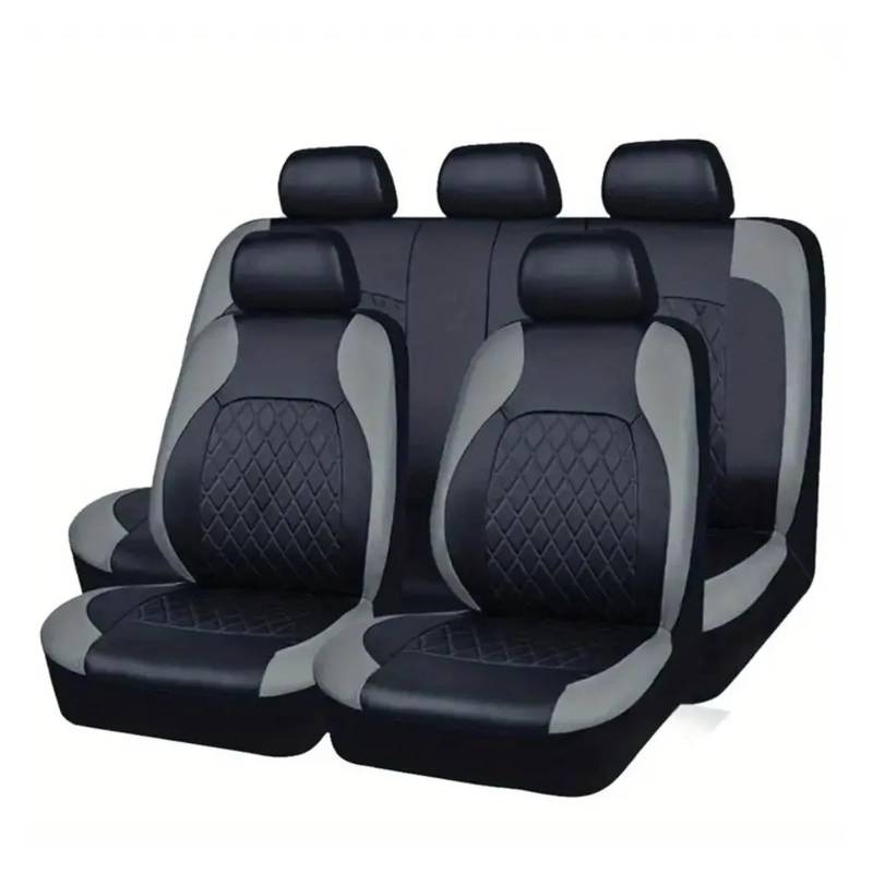 LIZHAYG Universal SitzbezüGe FüR Auto Universal PVC Autositzbezug Autositzbezug Komplettset Leder 5-Sitzer vorne hinten(Black Gray) von LIZHAYG