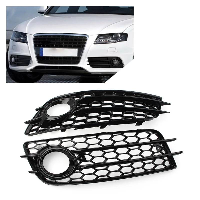 1 Paar Auto Waben Mesh Front Stoßstange Nebel Leichtkühlerabdeckung kompatibel for Audi A4 B8 S4 2008 2009 2012 2012 Hochglanzschwarz(Black) von LJBaab