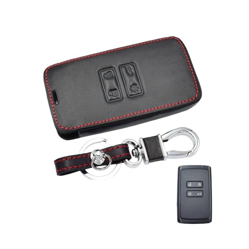 10pcs/Lot Lederauto Key Cover Hülle Zubehör kompatibel for Renault Captur Koleos Kadjar Arkana Megane Dacia Duster Sandero Streptway(Key A-Black-red) von LJBaab