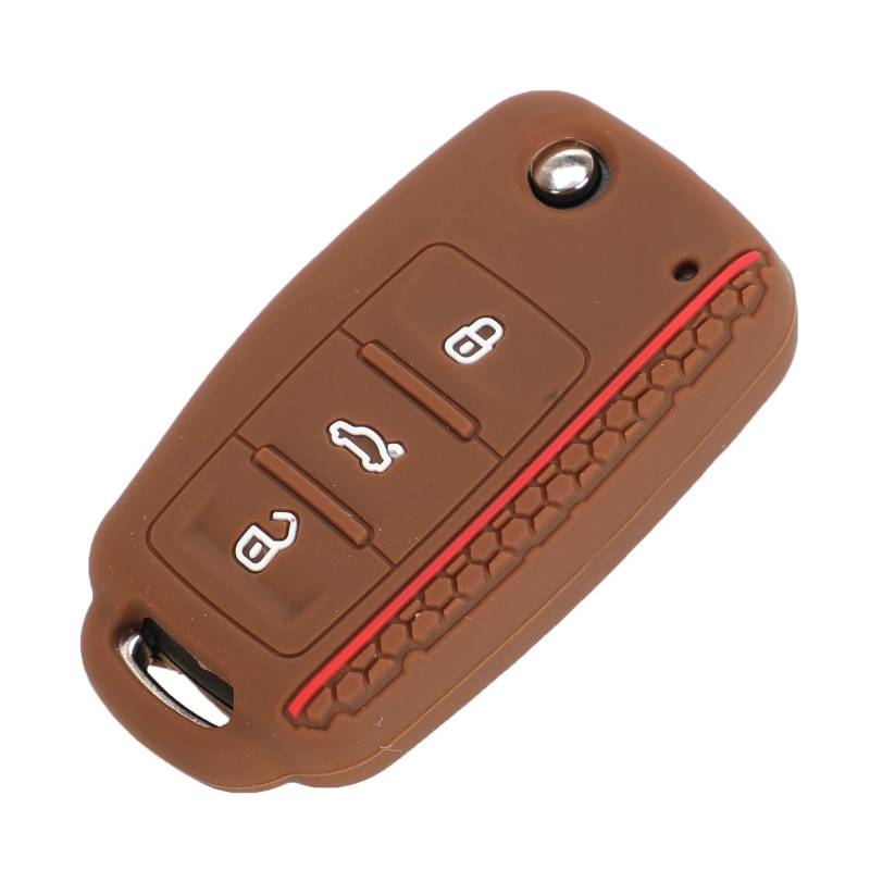 30x Autoschlüsselabdeckung Hülle Shell FOB kompatibel for VW Bora Polo Golf Passat Silikonschlüsselkoffer 3 Knopf Fernschlüsselauto -Styling(Brown) von LJBaab