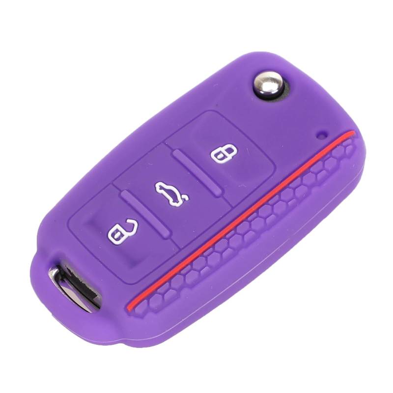 30x Autoschlüsselabdeckung Hülle Shell FOB kompatibel for VW Bora Polo Golf Passat Silikonschlüsselkoffer 3 Knopf Fernschlüsselauto -Styling(PURPLE) von LJBaab