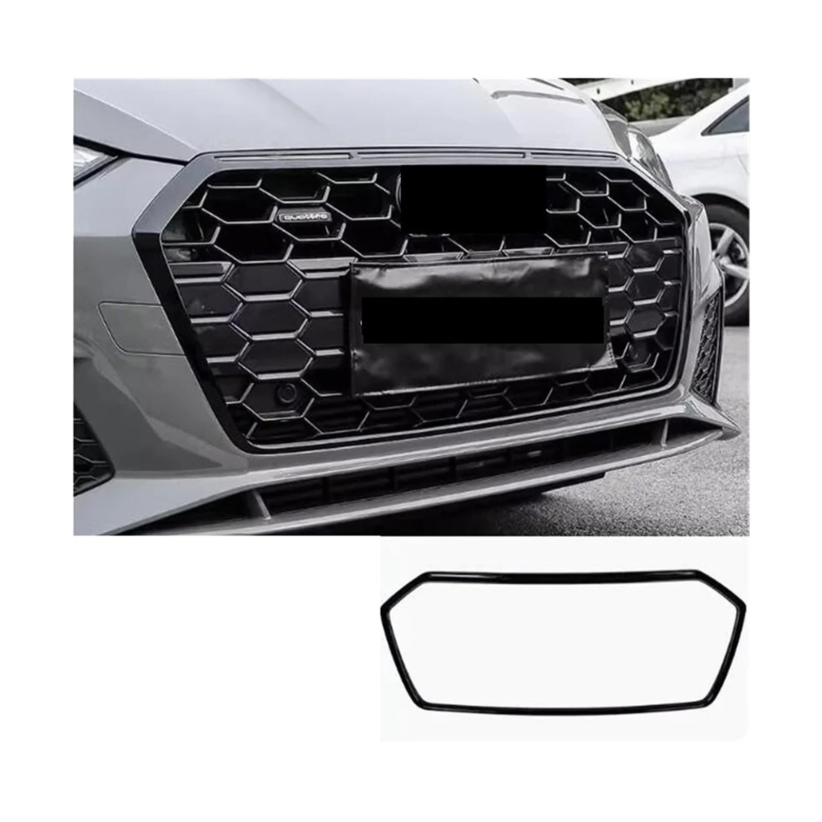 ABS schwarze Vordere Stoßfänger um Maschengittergrills Ausrüstungen Nebel Lampenleuchte Entlüftungsluftabdeckung kompatibel for Audi A5 S5 Sline 2021 2022 2023 2024(Black grill cover) von LJBaab