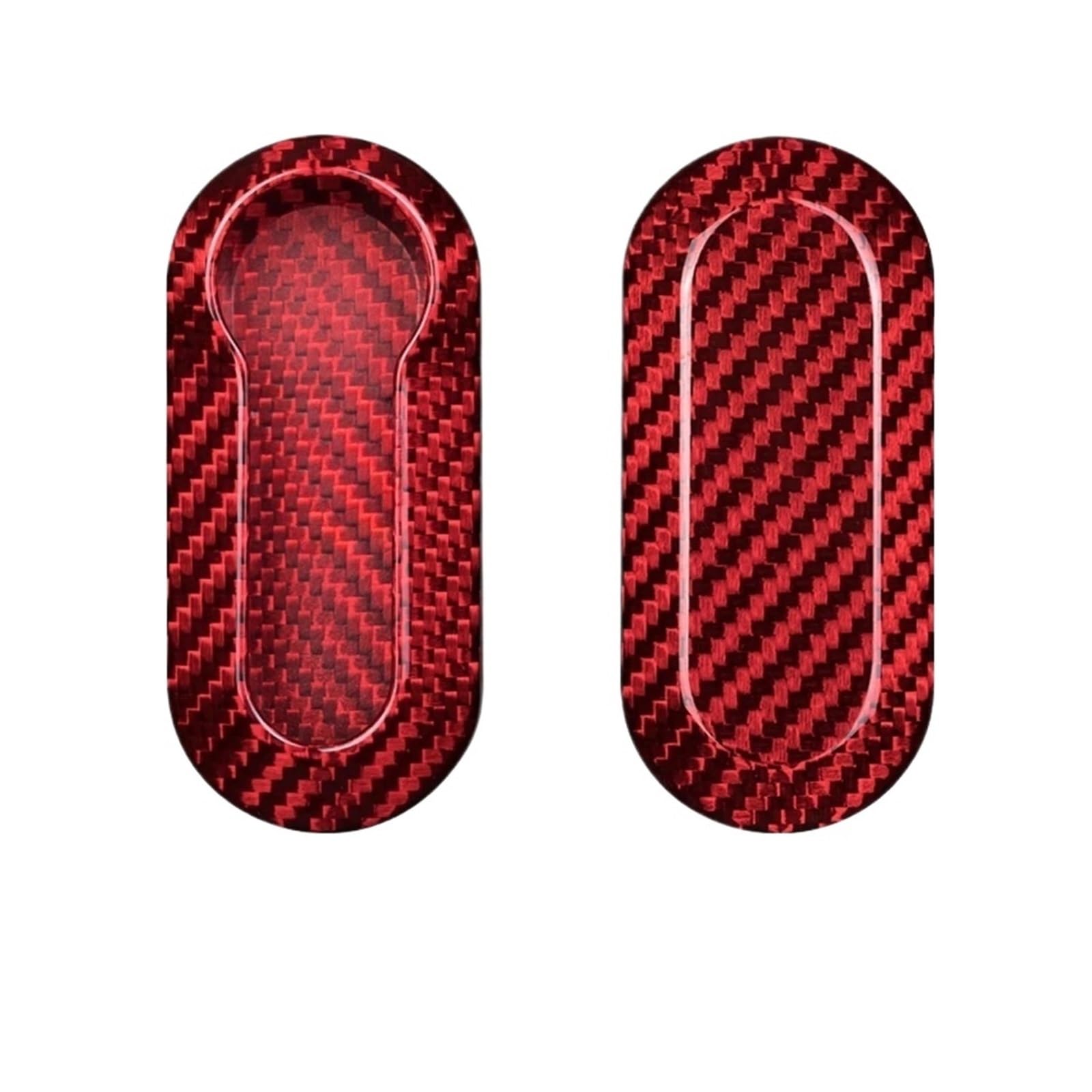 Auto Smart Key FOB Cover Cap kompatibel for Fiat 500 500L Panda Punto Bravo Punto Evo Abarth Carbonfaser Schwarz/rote Hülle Hülle Trim(Red) von LJBaab