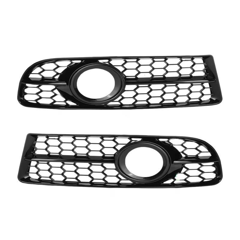 Auto vorne Stoßstange Nebel Light Racing Kühlergrill kompatibel for Audi A4 B7 S4 B7 A4 S-LINE 2005-2008 1 Paar Wabe Mesh Nebel Lampe Grillabdeckungen(Silver) von LJBaab