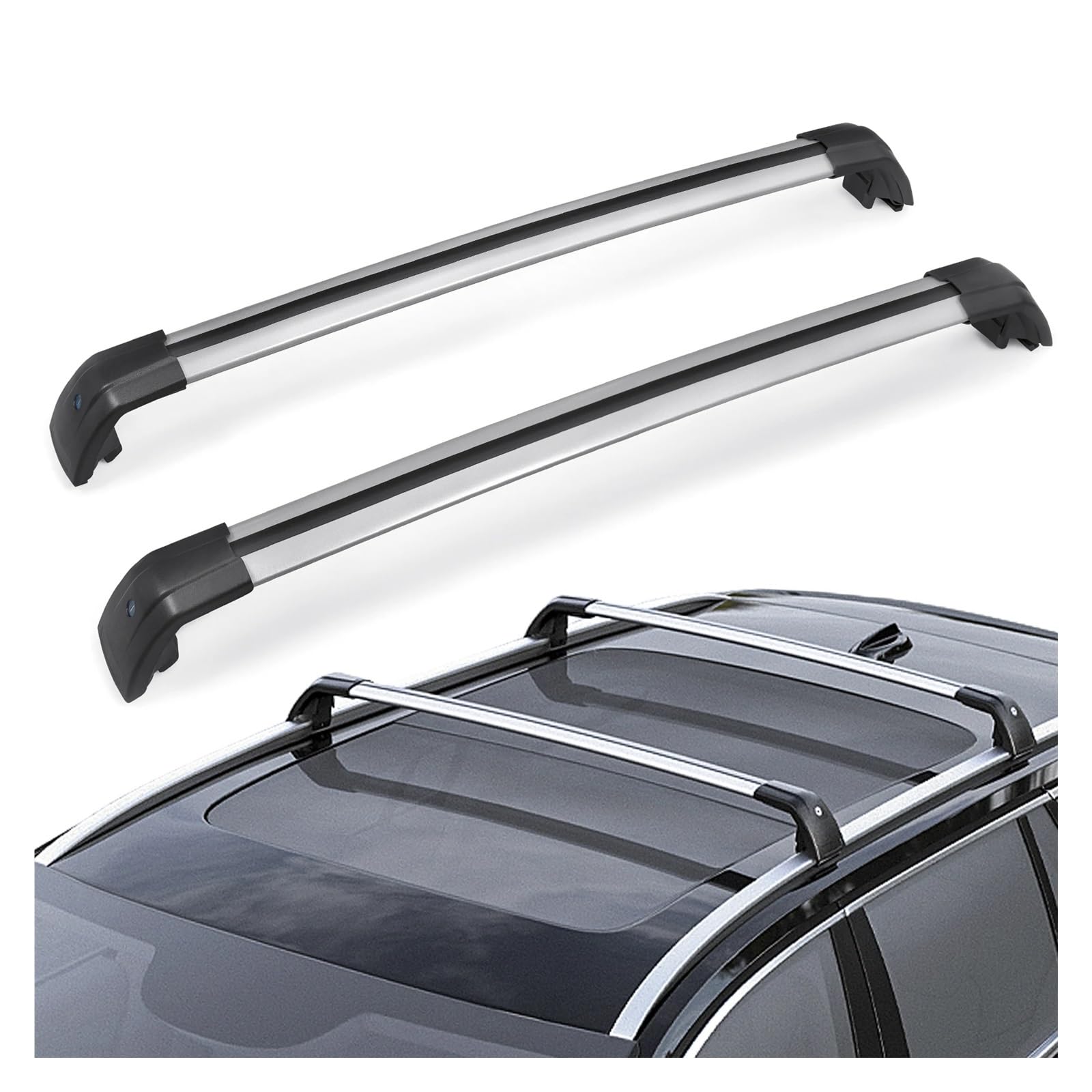 Autodachbars kompatibel for Hyundai Santa Fe 2013 2014 2015 2016 2017 2018 Aluminium -Legierungsstangen Cross Rails Dachregal Gepäck von LJBaab