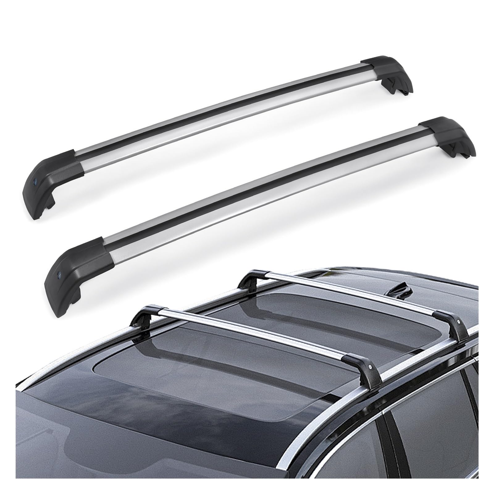 Autodachbars kompatibel for Hyundai Santa Fe 2013 2014 2015 2016 2017 2018 Aluminiumlegierungsbalken Cross Rails Dachregal Gepäck von LJBaab