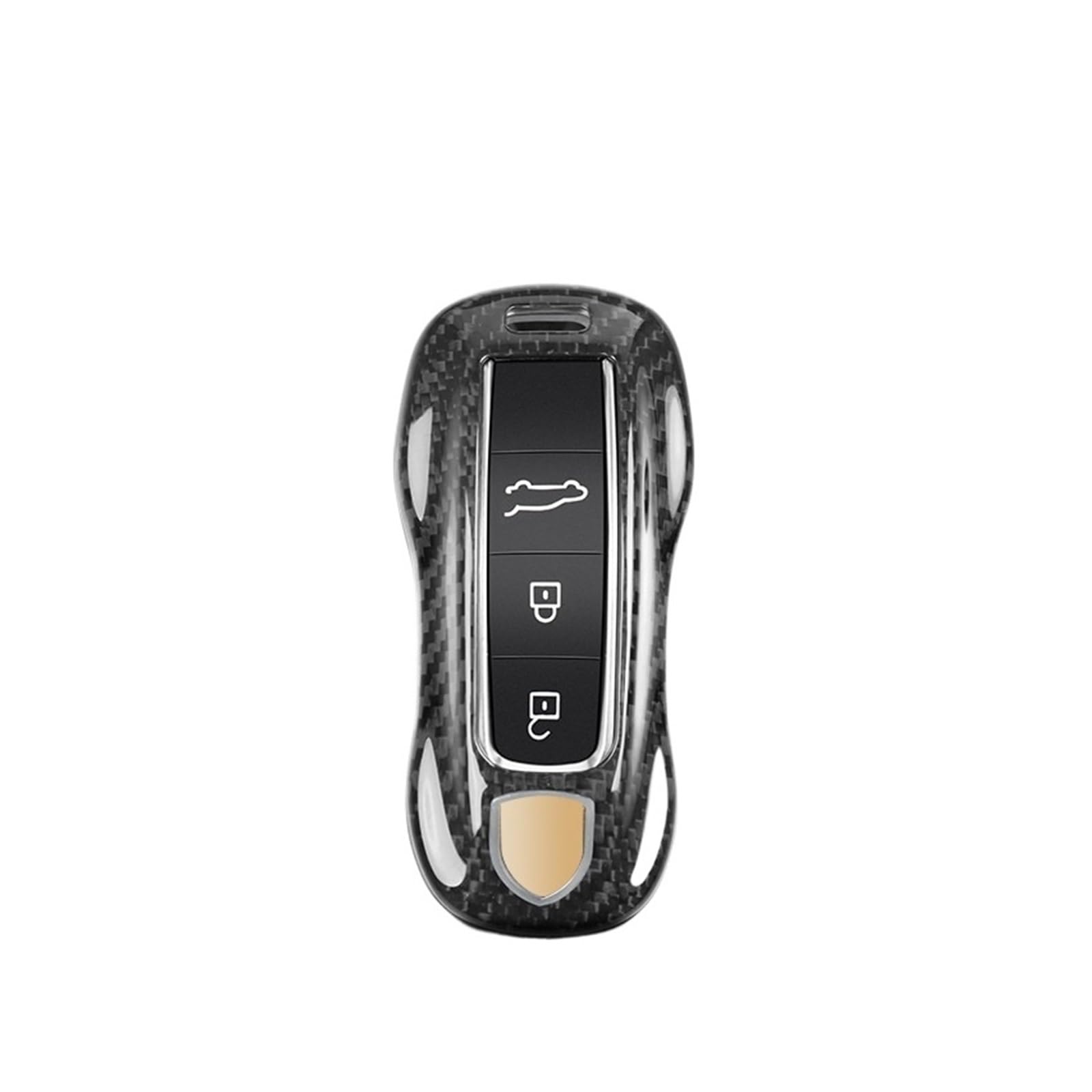 Autoschlüsselhülle Remote -Schlüsselgehäuse Abdeckung Kohlefaser Schwarz kompatibel for 911 Cayenne Panamera Taycan 718(B Gloss Black) von LJBaab