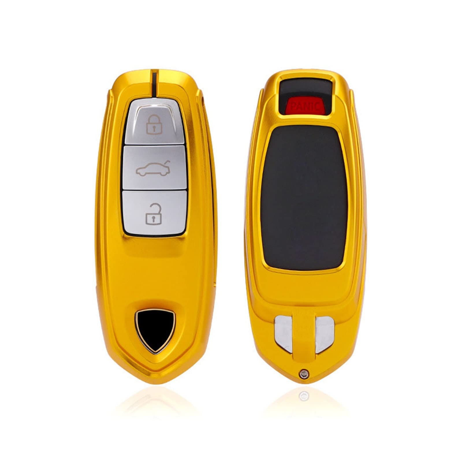 Autozubehör Deckschalenschutz mit Keychain FOB Aluminium -Legierungsauto -Key -Hülle for Lamborghini Urus 2018 2019 2020 2021 kompatibel(Gold with chain) von LJBaab