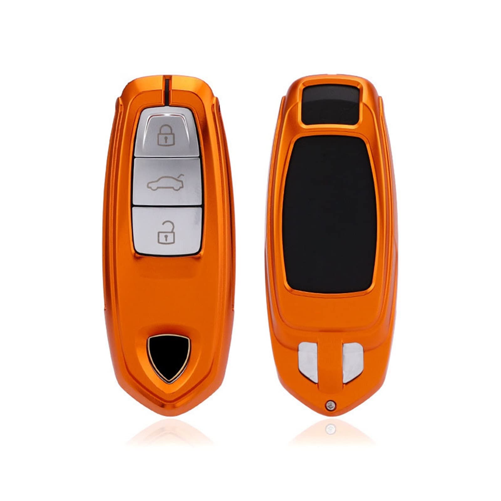 Autozubehör Deckschalenschutz mit Keychain FOB Aluminium -Legierungsauto -Key -Hülle for Lamborghini Urus 2018 2019 2020 2021 kompatibel(Orange with chain) von LJBaab