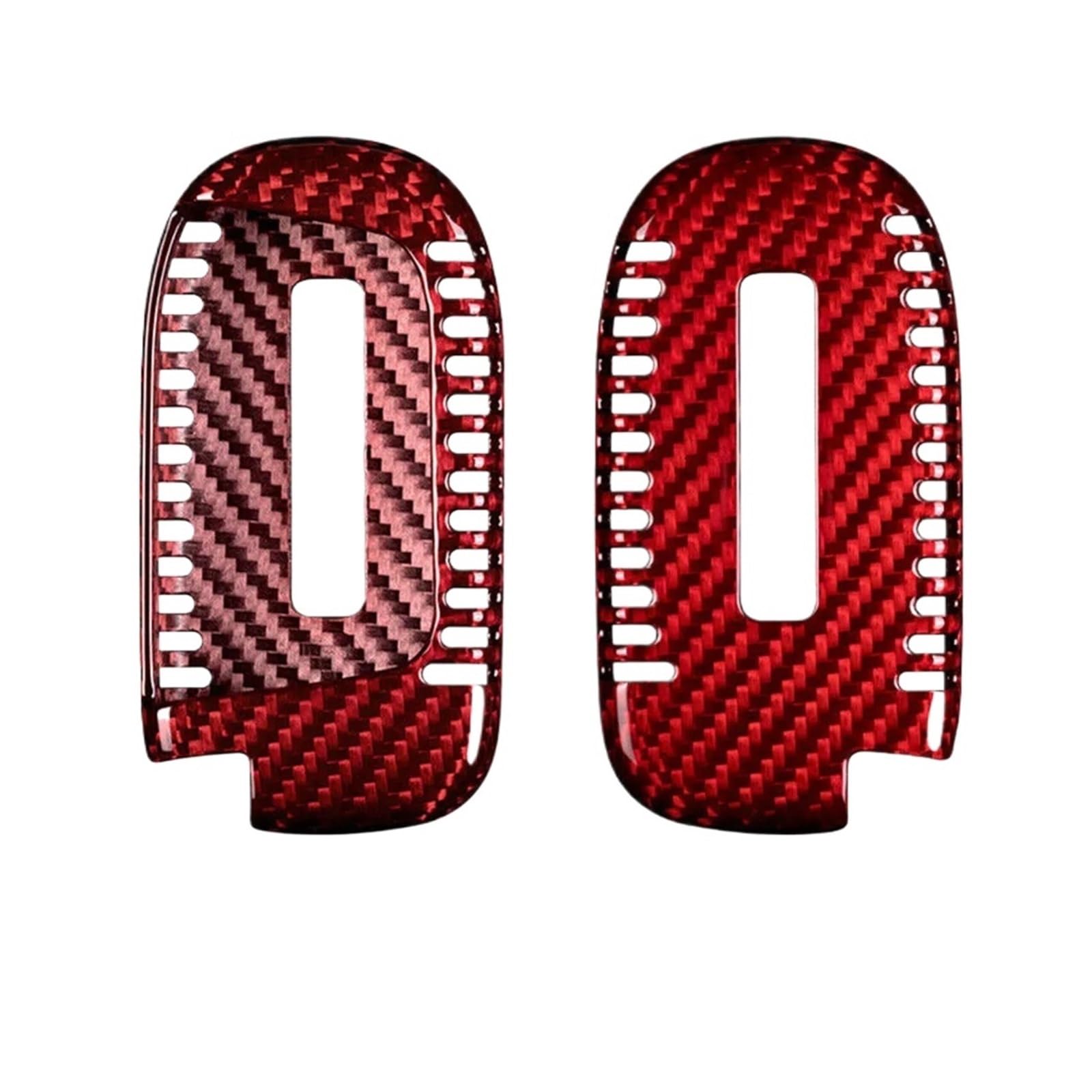 Carbon Fiber Car Remote Smart Key Case Deckungsabdeckungshalter Beschützer for Chrysler Dodge Jeep 5 Knöpfe FOB -Zubehör kompatibel(Red Glass Fiber style A) von LJBaab