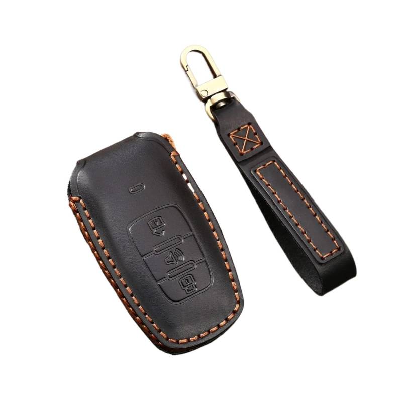 Echtes Lederauto Key Case handgefertigte Geldbörseabdeckung for Haval H6 H6coupe Dargo Tank300 High-End-Autozubehör Kreaktive Schlüsselbund(Black-3 keys) von LJBaab