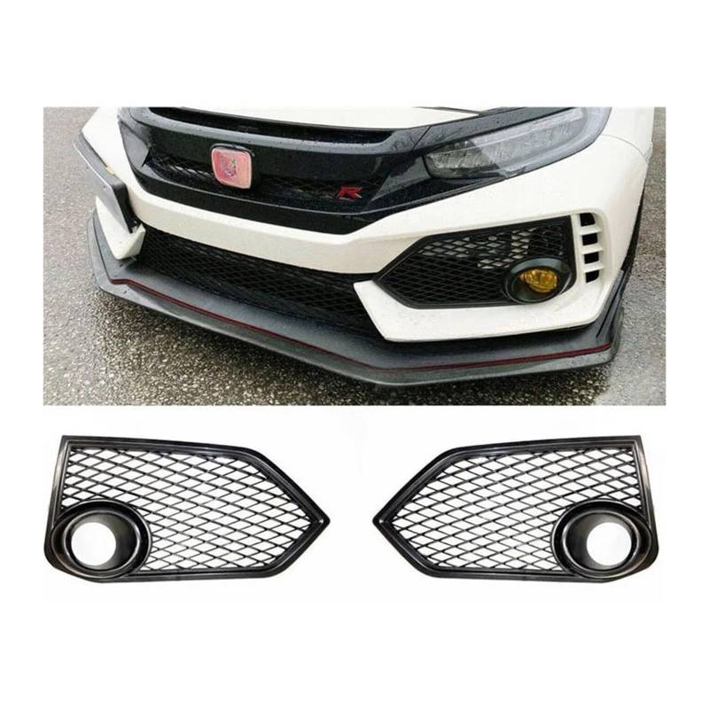 For PP Black 2018- kompatibel for Honda Civic FK8 Typ-R vordere Stoßstange Nebel Lampe Open Mesh Grill von LJBaab