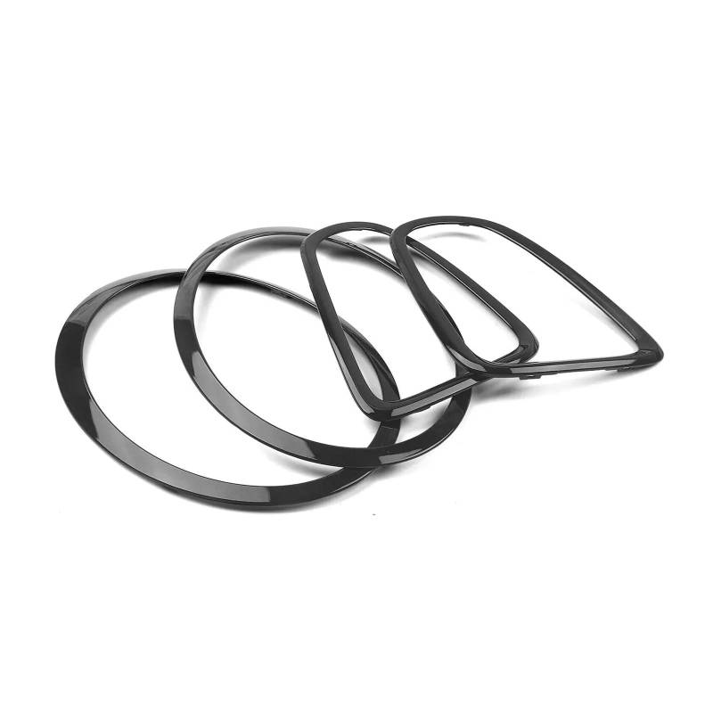 Glänzendes Schwarz vorne und hinten, Auto-Scheinwerfer-Augenlid-Rahmen-Set, Kühlergrill-Verkleidung, Rücklicht-Rahmenabdeckung, kompatibel for Mini Cooper R55 R56 R57 2007–2015(Front Rear) von LJBaab