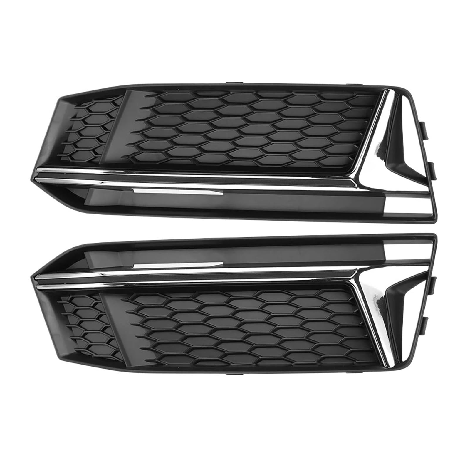 Kompatibel for Audi A4 B9 S-Line S4 2016 2017 2018 Auto Front Stoßstange Nebel Lampenabdeckung Nebel Light Trim Woneycomb Mesh Kühlergrill Accessoires(Chrome) von LJBaab