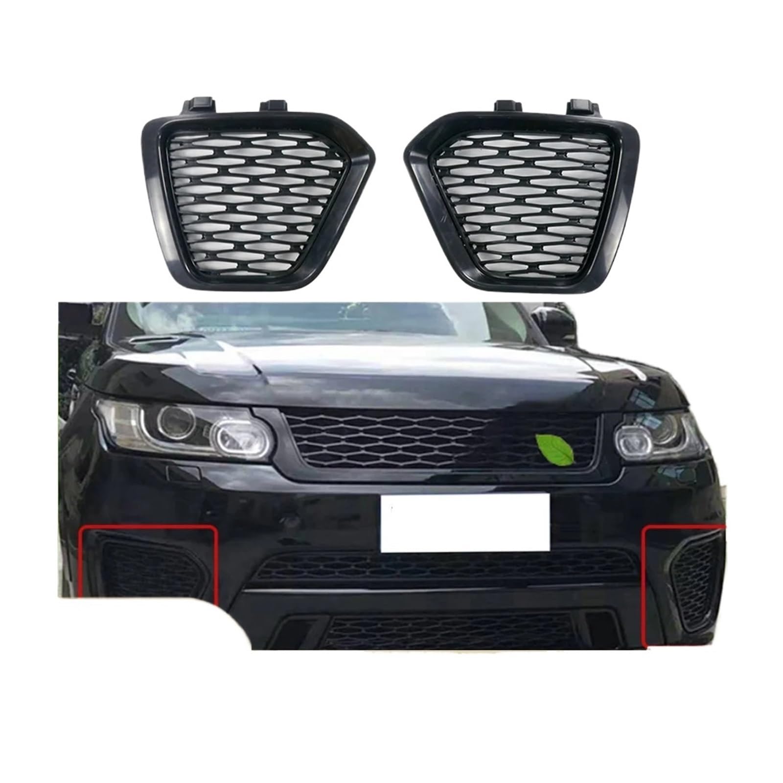 Kompatibel for Land Rover Range Rover Sport SVR L494 2014 2015 2016 2017 Fog Light Cover Grill Vent Mesh Kühlergrill Lampenabdeckungskappe Shell Shell(2PCS) von LJBaab