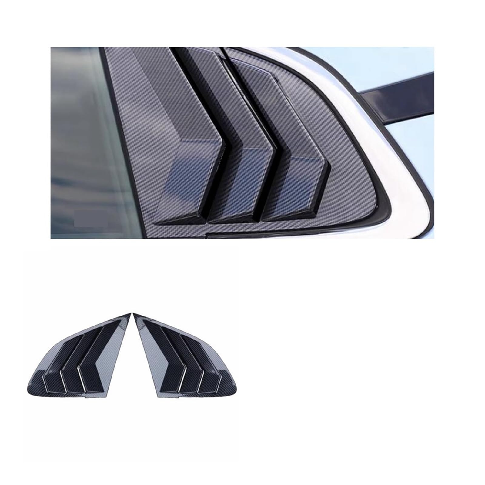 Kompatibel mit Geely Zeekr 001 2021-2023, hintere Seitenfenster-Lamellen, Scoops, Spoiler, Auto-Tunning-Panel, seitliche Entlüftungsabdeckung, Zubehör(Carbon Fiber Look) von LJBaab