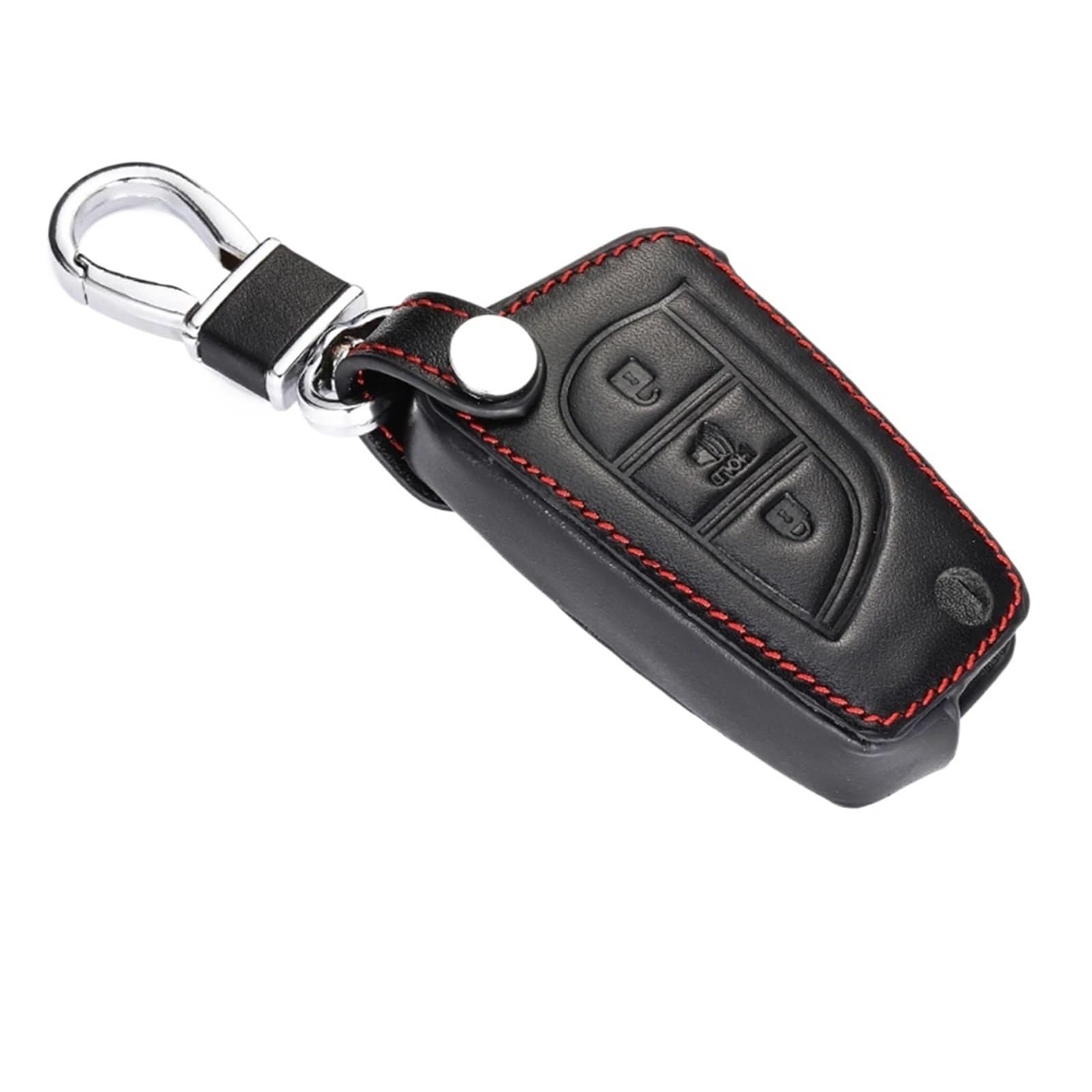 Lederauto Key Hülle Keychain Cover kompatibel for Toyota Hilux Vigo 3 Knöpfe Klapperne Fernbedienung FOB Protector Keyring Car Accessoires von LJBaab