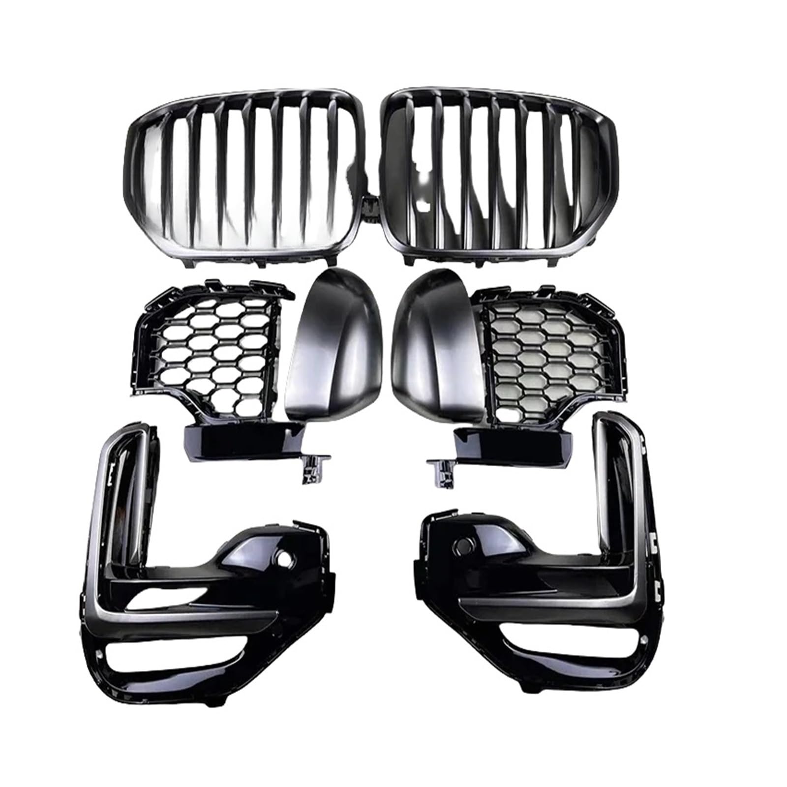 Nebellampenrahmen Fangs Dekorationsrahmen Cerium graues Medium Mesh geeignet for BMW 2019-2021 X5 x6 G05 G06 bis M50 kompatibel von LJBaab