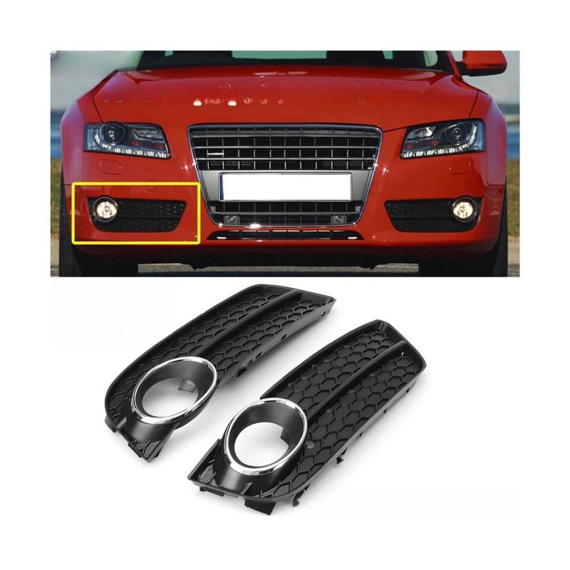 Paar vordere Stoßfänger Fog Light Kühlergrillschale Abdeckung Wabengittergrill Grill Cover kompatibel for Audi A5 Coupé/Sportback 2008-11 Cabriolet von LJBaab