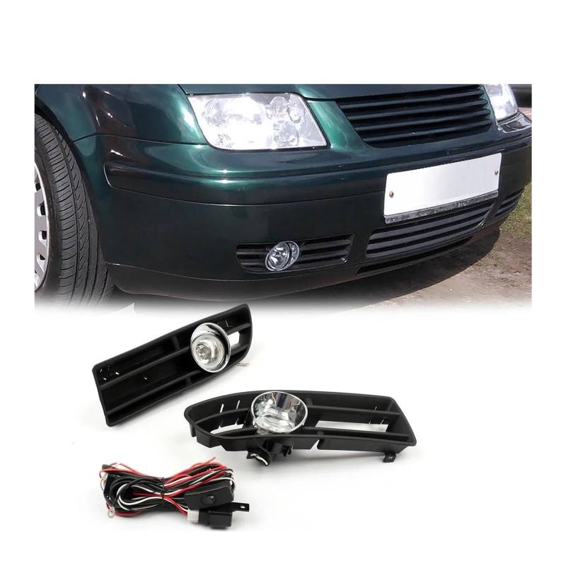 Stoßfänger Kühlergrill mit Antriebsnebel Lampe Licht kompatibel for VW Jetta Bora Mk4 TDI 99-04 Auto Stoßfänger Grill Fahrer Nebelscheinwerfer von LJBaab