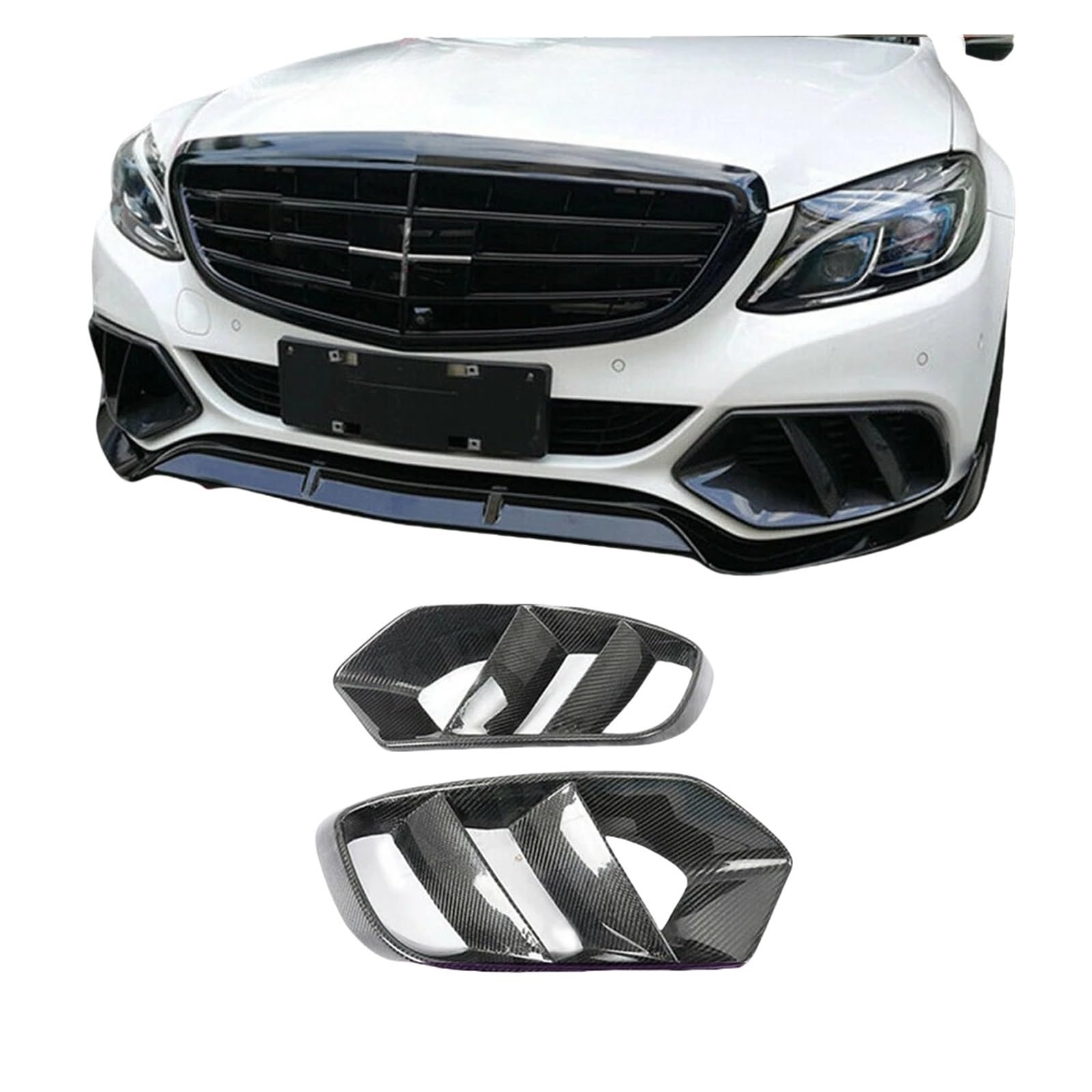 Vordere Stoßfängerlüftungsabdeckungsabdeckungsnetzgrillrahmen for die Benz C -Klasse W205 C180 C200 Normale Stoßfänger 2015-2019 Kohlefaser(Carbon Fiber) von LJBaab