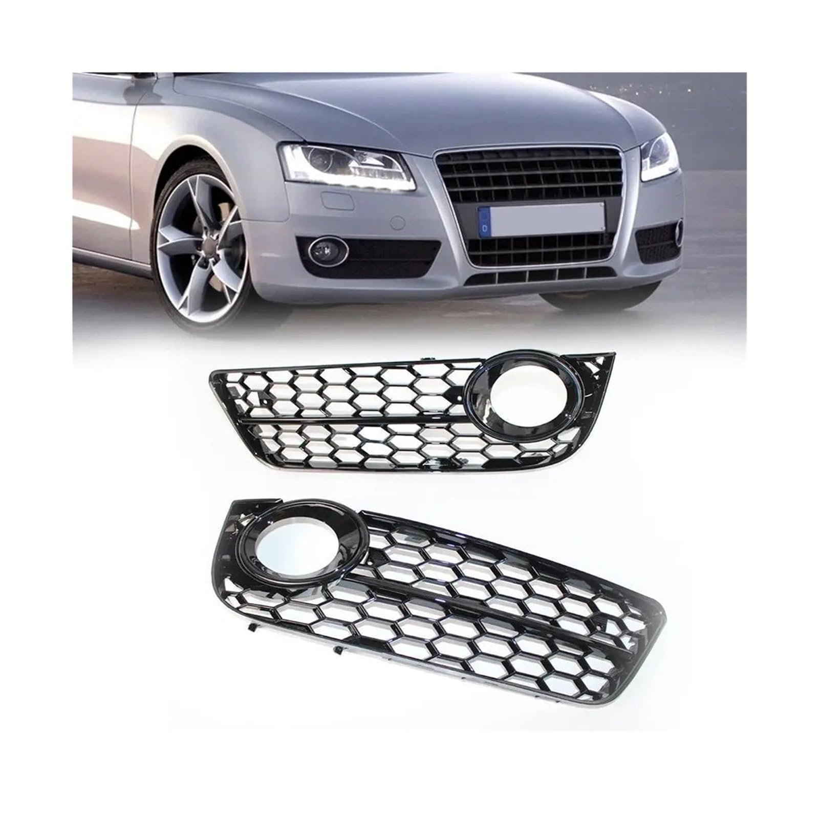 Vordere Stoßstange Waben -Mesh Grill links rechts Wabenscheiben -Fog -Lampenabdeckung 8T0807682 8T0807681 kompatibel for Audi A5 Cabriolet 2011 2011 von LJBaab