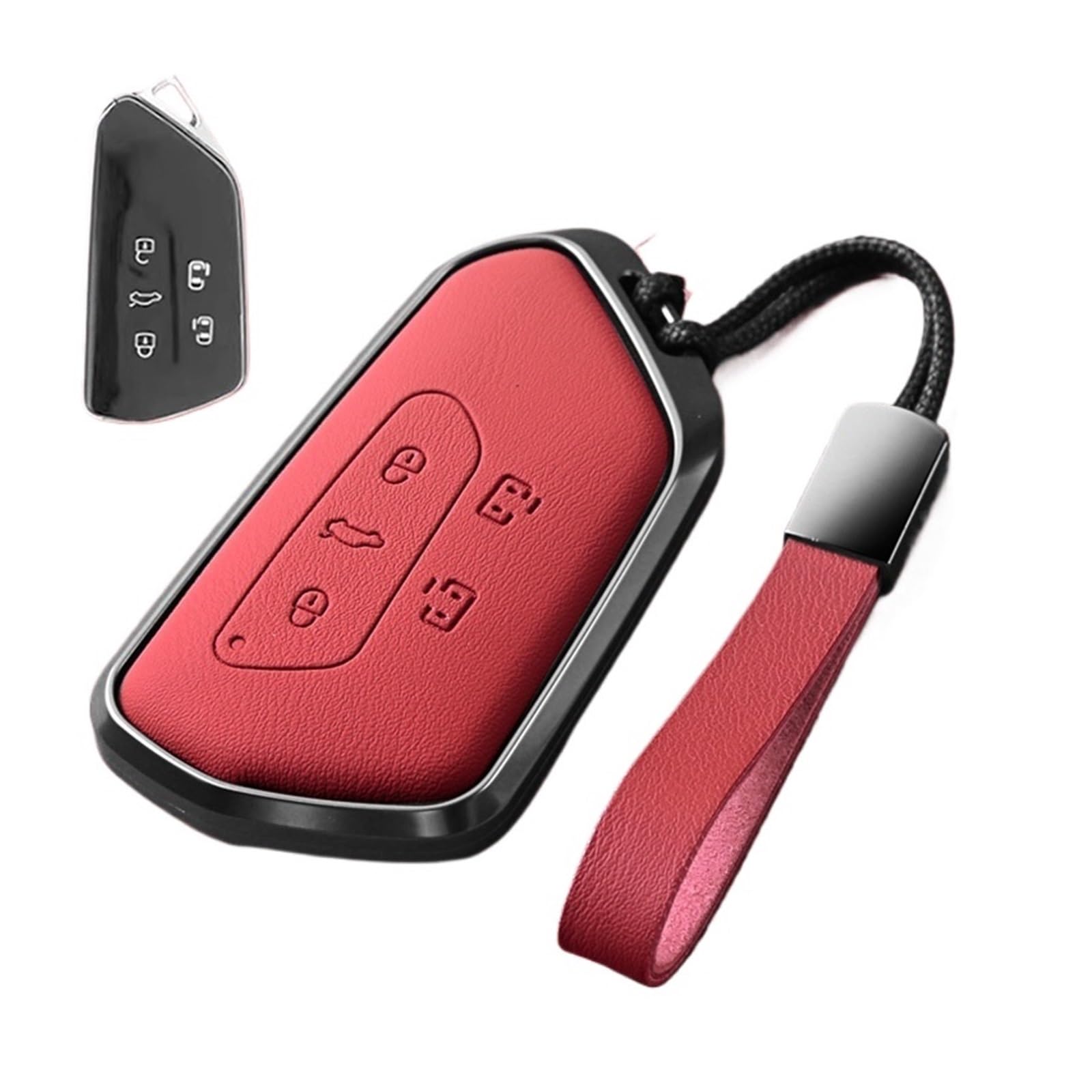 Vulkanische rote Aluminiumlegierung + Leder einfacher Stil Handgemachtes Auto Fernschlüsse Hülle Cover kompatibel for VW 2021-2024 ID6X ID6 Crozz(Style 6) von LJBaab