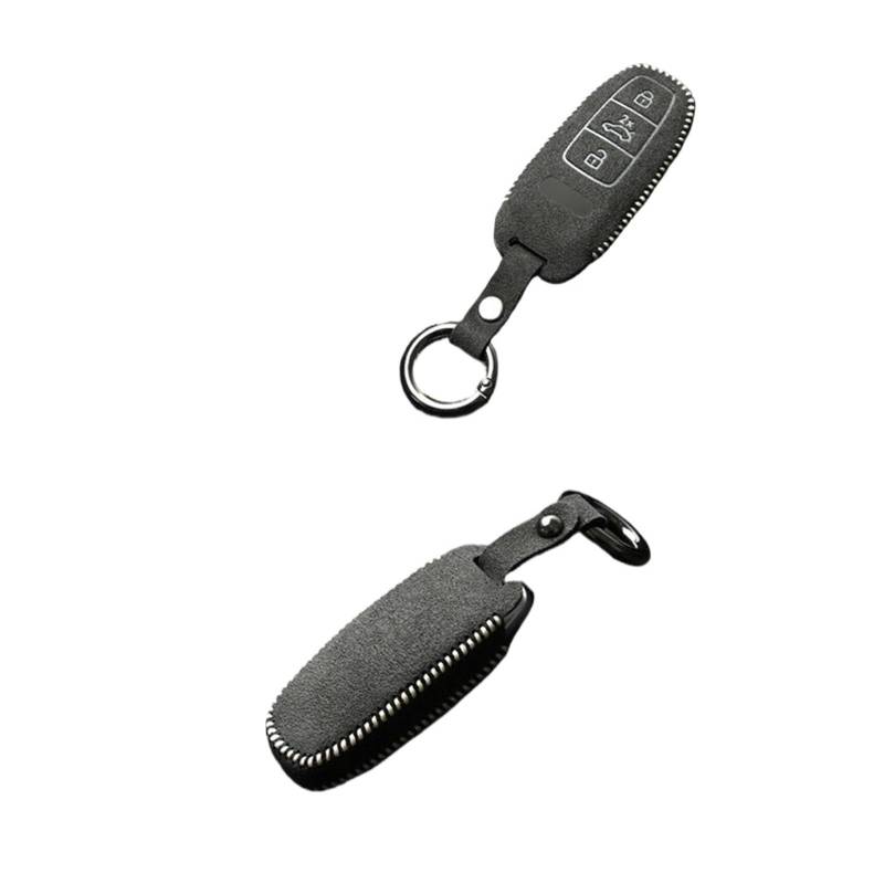 Wildleder Leder Fernbedienung Autoschlüsselkoffer Abdeckung Protektorhalter Autozubehör FOB kompatibel for Audi A6L A7 A8 A8L E-Tron Q8(Style 2) von LJBaab