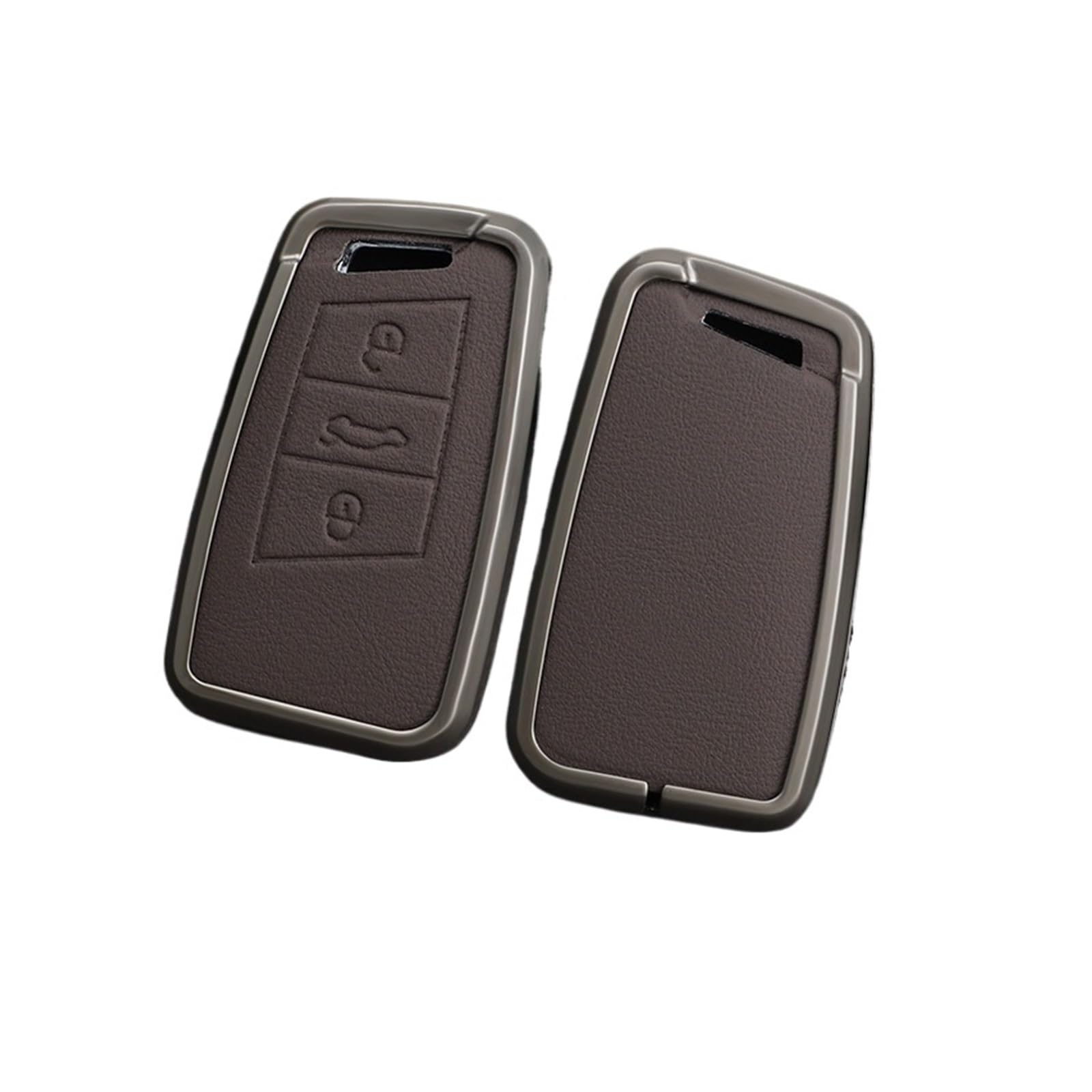 Zink -Legierung Lederauto Fernbedienung Key Case Cover Shell kompatibel for Skoda Kodiaq Superb A7 kompatibel for VW Passat B8 Magotan Smart Keyless(C 3 buttons brown) von LJBaab