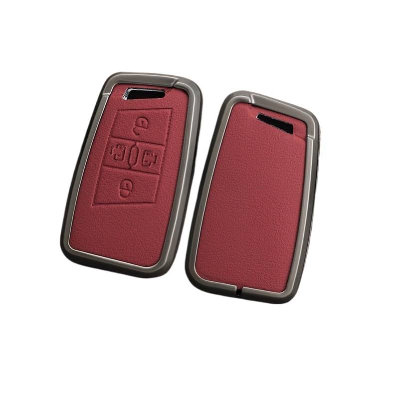 Zink -Legierung Lederauto Fernbedienung Key Case Cover Shell kompatibel for Skoda Kodiaq Superb A7 kompatibel for VW Passat B8 Magotan Smart Keyless(C 4 buttons red) von LJBaab