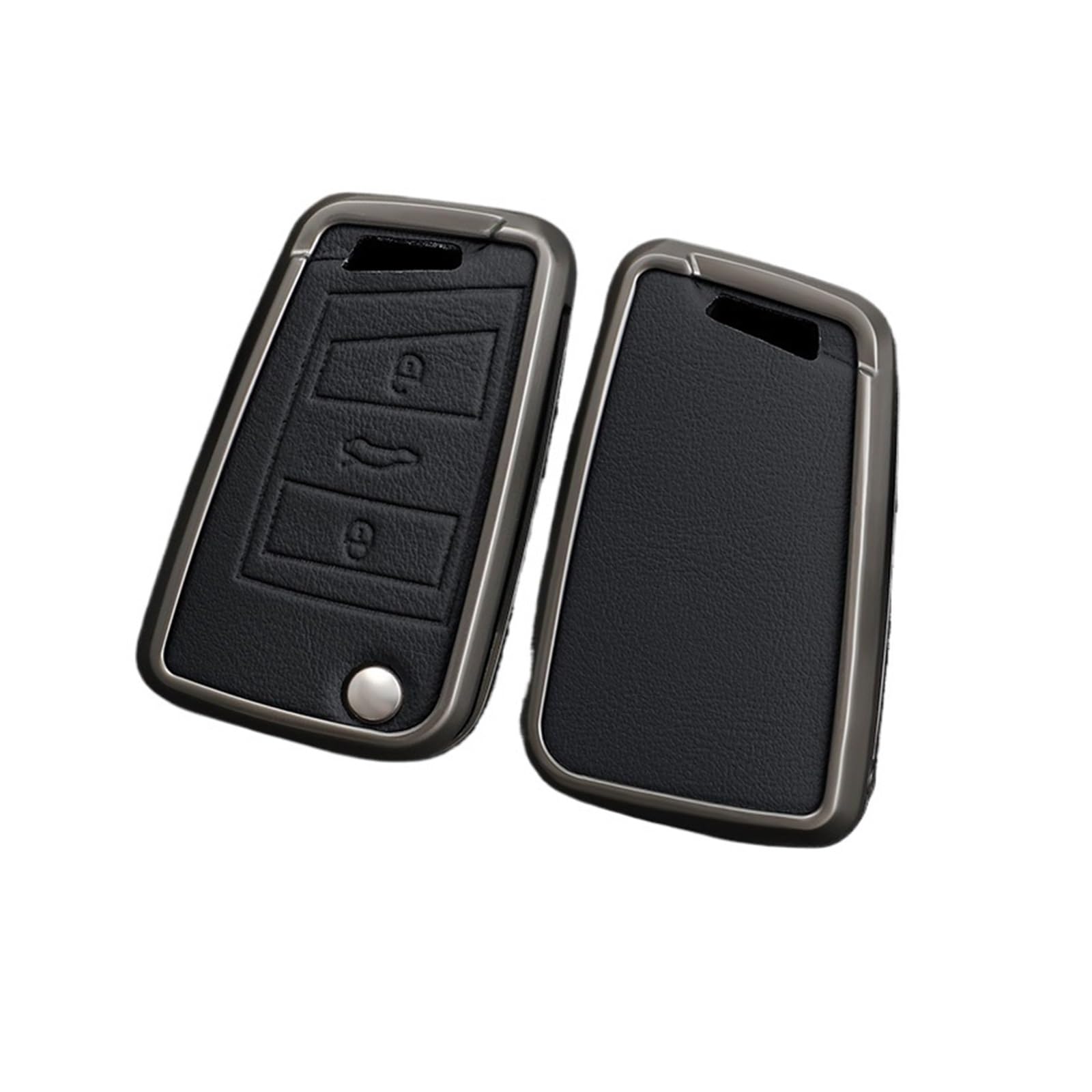 Zink -Legierung Lederauto Fernbedienung Key Case Cover Shell kompatibel for Skoda Kodiaq Superb A7 kompatibel for VW Passat B8 Magotan Smart Keyless(D black) von LJBaab