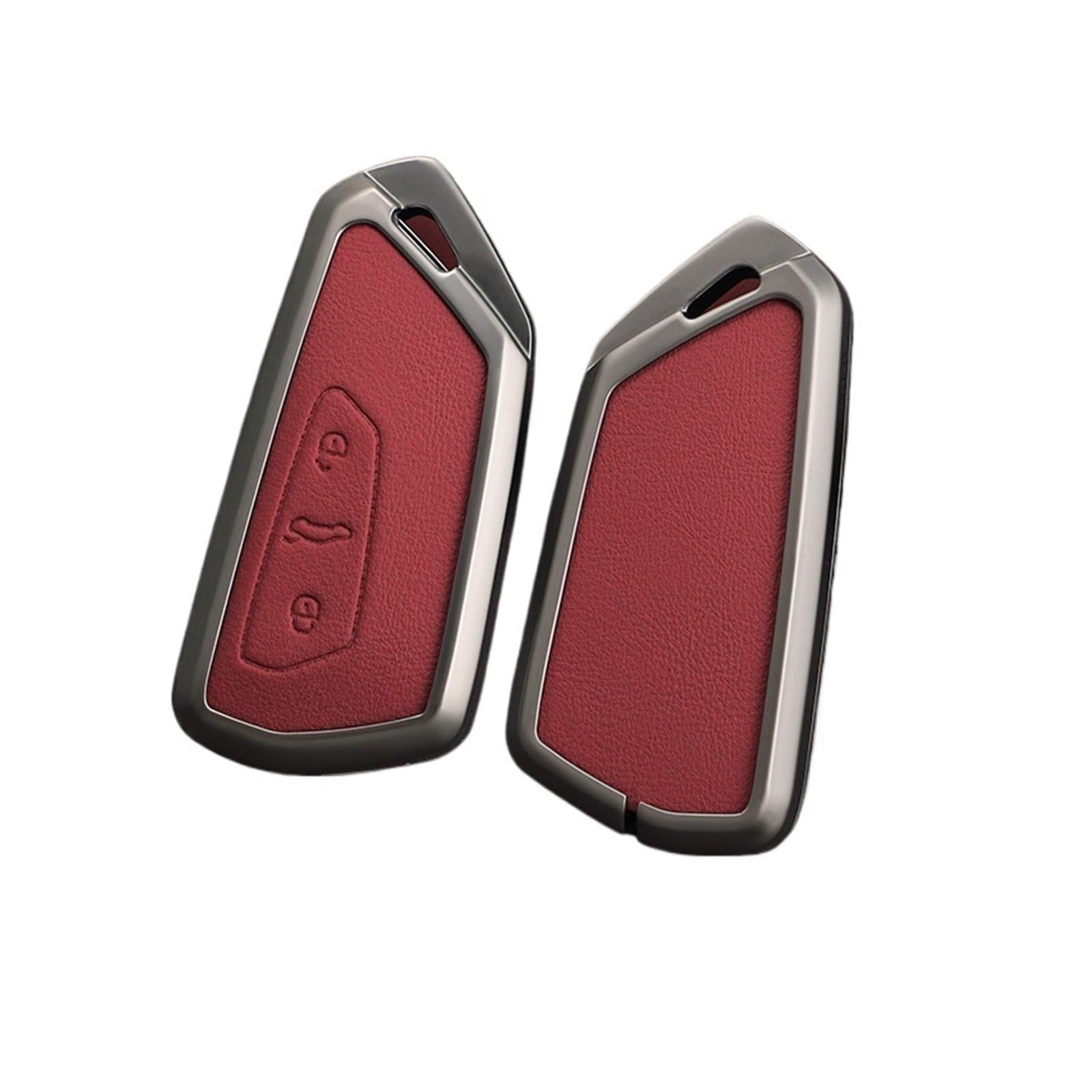 Zink -Legierung Lederauto Fernbedienung Key Case Cover Shell kompatibel for Skoda Kodiaq Superb A7 kompatibel for VW Passat B8 Magotan Smart Keyless(E red) von LJBaab