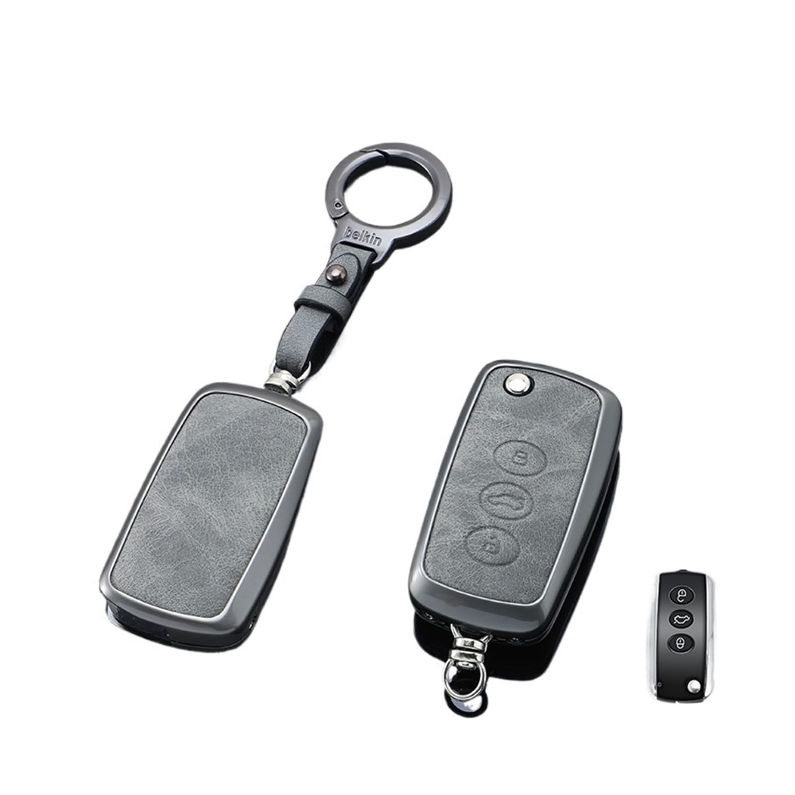 Zink -Legierungsauto -Fern -Key -Hülle Abdeckung Shell FOB kompatibel for VW Golf 8 2020 kompatibel for Skoda Octavia A8 2021 Sitz Leon MK4 -Zubehör(I grey) von LJBaab