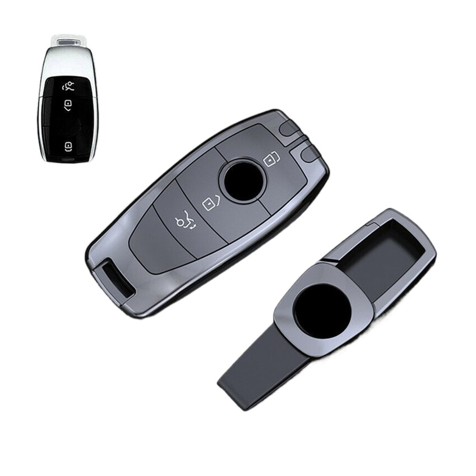 Zink-Legierungsauto-Fernbedienung Smart Key Case Cover Shellhalter Protektor mit Schlüsselbund, die for Benz ABCES G-Klasse-Zubehör kompatibel sind(GrayA) von LJBaab