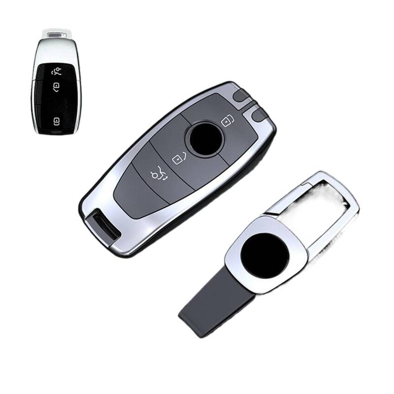 Zink-Legierungsauto-Fernbedienung Smart Key Case Cover Shellhalter Protektor mit Schlüsselbund, die for Benz ABCES G-Klasse-Zubehör kompatibel sind(SilverA) von LJBaab