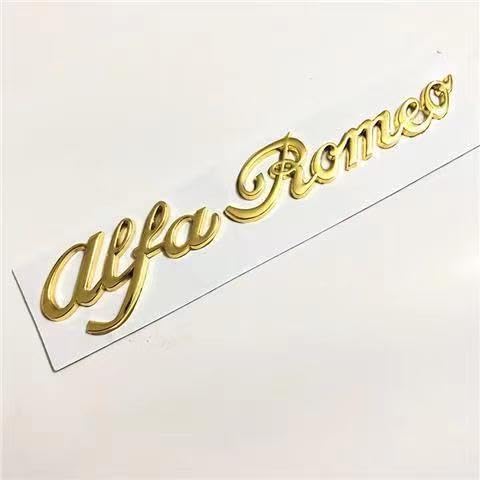 Auto Emblem Logo Aufkleber für Alfa Romeo 147 2004-2010,Metall Emblem Front Motorhaube Auto Frontkennzeichen Kofferraum Lenkrad Logo Rostfrei Langlebiges Auto Zubehör,Rear Label-Gold von LJCXZS