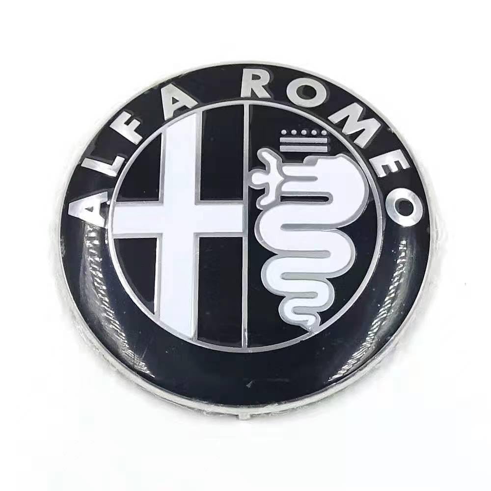 Auto Emblem Logo Aufkleber für Alfa Romeo Spider 2003-2010,Metall Emblem Front Motorhaube Auto Frontkennzeichen Kofferraum Lenkrad Logo Rostfrei Langlebiges Auto Zubehör,Black and white von LJCXZS