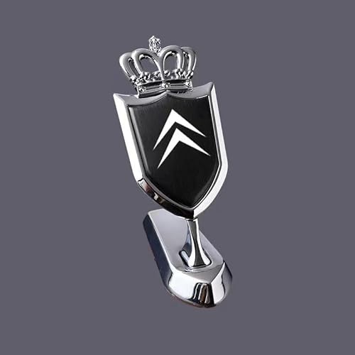 Auto Emblem Logo Aufkleber für Citroen C4 Aircross,Metall Emblem Front Motorhaube Auto Frontkennzeichen Kofferraum Lenkrad Logo Rostfrei Langlebiges Auto Zubehör,Crown Silver-Black Label von LJCXZS