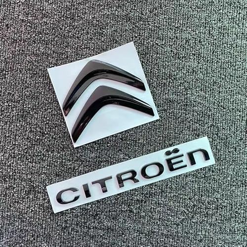 Auto Emblem Logo Aufkleber für Citroen C4 L,Metall Emblem Front Motorhaube Auto Frontkennzeichen Kofferraum Lenkrad Logo Rostfrei Langlebiges Auto Zubehör,Black-Double Bid+Letter Mark von LJCXZS