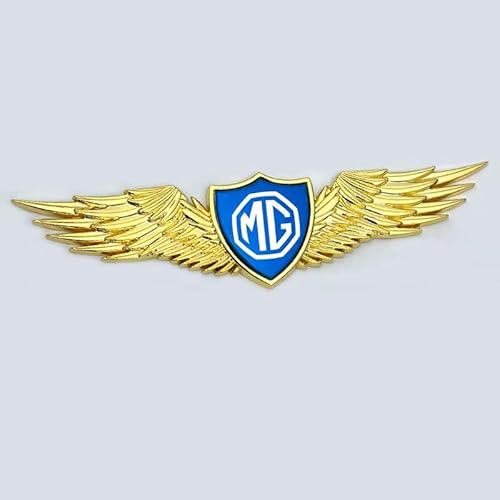 Auto Emblem Logo Aufkleber für MG MG5 facelift 2023,Metall Emblem Front Motorhaube Auto Frontkennzeichen Kofferraum Lenkrad Logo Rostfrei Langlebiges Auto Zubehör,Gold-Blue Label von LJCXZS