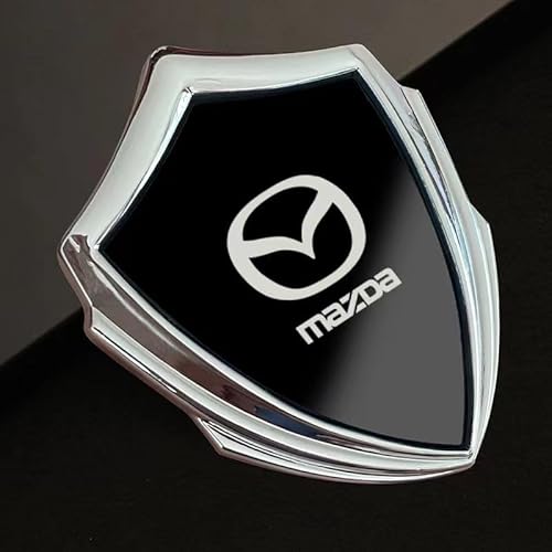 Auto Emblem Logo Aufkleber für Mazda 6 Combi 2007-2012,Metall Emblem Front Motorhaube Auto Frontkennzeichen Kofferraum Lenkrad Logo Rostfrei Langlebiges Auto Zubehör,Black-Silver von LJCXZS