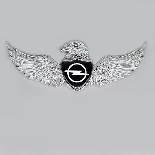 Auto Emblem Logo Aufkleber für Opel Mokka B 2020-2024,Metall Emblem Front Motorhaube Auto Frontkennzeichen Kofferraum Lenkrad Logo Rostfrei Langlebiges Auto Zubehör,Silver eagle-Black logo von LJCXZS