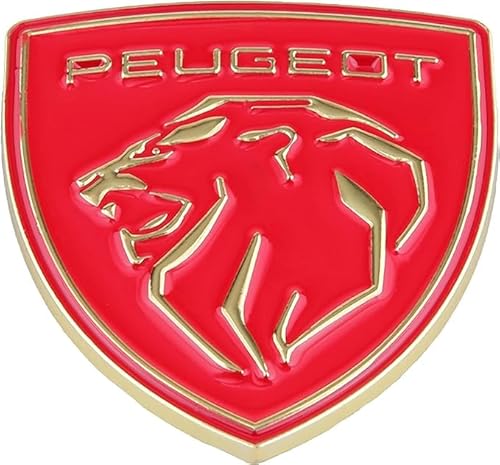 Auto Emblem Logo Aufkleber für Peugeot 4007,Metall Emblem Front Motorhaube Auto Frontkennzeichen Kofferraum Lenkrad Logo Rostfrei Langlebiges Auto Zubehör,Red-Gold Label von LJCXZS