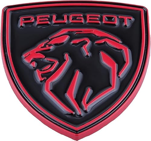 Auto Emblem Logo Aufkleber für Peugeot Bipper Tepee 2008-2015,Metall Emblem Front Motorhaube Auto Frontkennzeichen Kofferraum Lenkrad Logo Rostfrei Langlebiges Auto Zubehör,Red-Black Label von LJCXZS