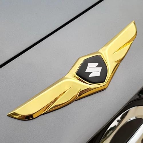 Auto Emblem Logo Aufkleber für Suzuki Swift facelift 2020,Metall Emblem Front Motorhaube Auto Frontkennzeichen Kofferraum Lenkrad Logo Rostfrei Langlebiges Auto Zubehör,Gold-Black Label von LJCXZS