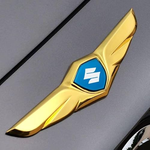 Auto Emblem Logo Aufkleber für Suzuki Swift facelift 2020,Metall Emblem Front Motorhaube Auto Frontkennzeichen Kofferraum Lenkrad Logo Rostfrei Langlebiges Auto Zubehör,Gold-Blue Label von LJCXZS
