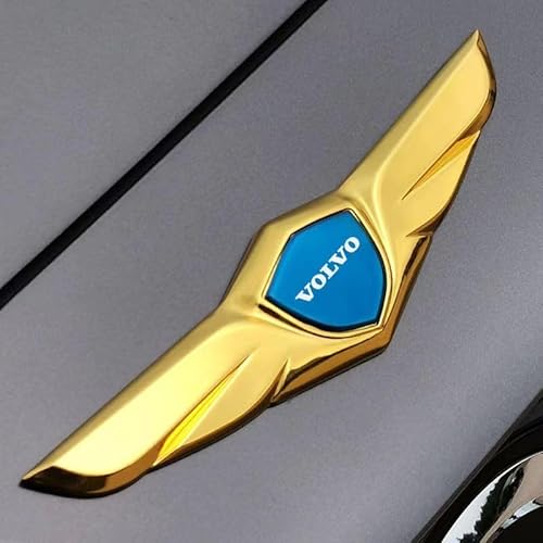 Auto Emblem Logo Aufkleber für Volvo XC40 facelift 2022,Metall Emblem Front Motorhaube Auto Frontkennzeichen Kofferraum Lenkrad Logo Rostfrei Langlebiges Auto Zubehör,Gold-Blue Label von LJCXZS