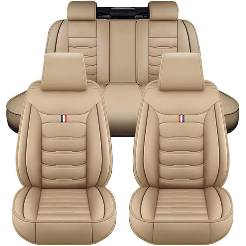 Autositzbezüge für Citroen C5 2007-2020, Leder Sitzbezüge Auto Bequem Wasserdicht Sitzbezüge Universal Innenraum,Beige von LJFQQ